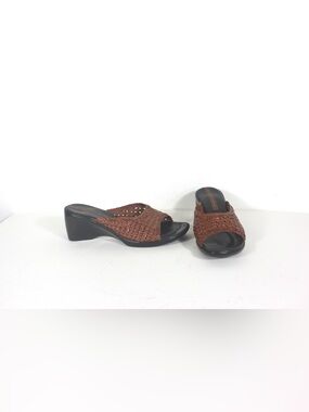 Woven Leather Sandals with Wedge Heel